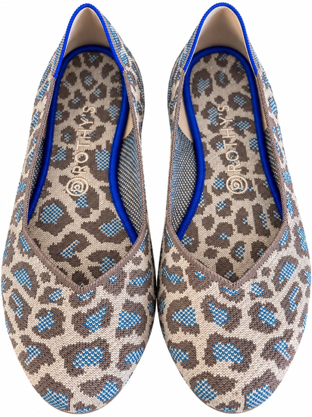 Rare Rothy's The Flat Grey Spotted Blue Leopard Discontinued Shoes Size 11